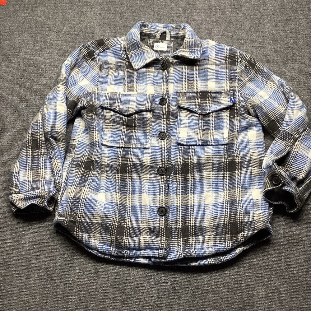 Hurley Jacket Womens Large Blue Gray Plaid Quilted Lined Shirt Jacket Flannel